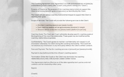 Coaching Agreement Template