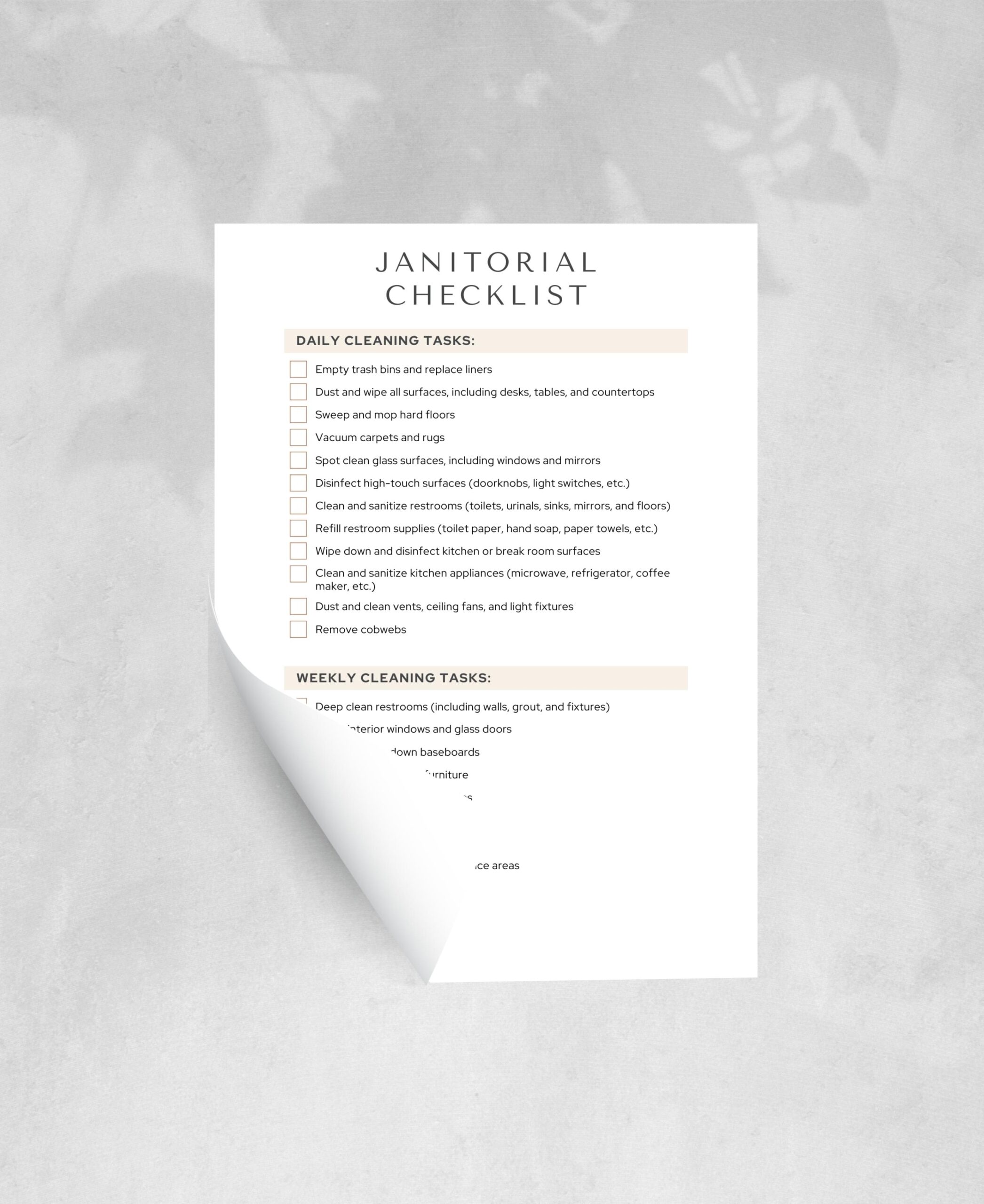 Janitorial Checklist