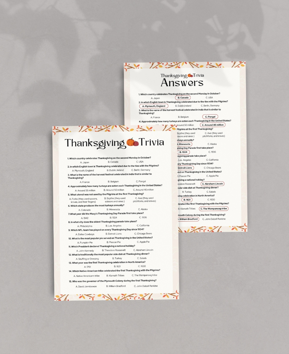 Thanksgiving Trivia Mock Ups