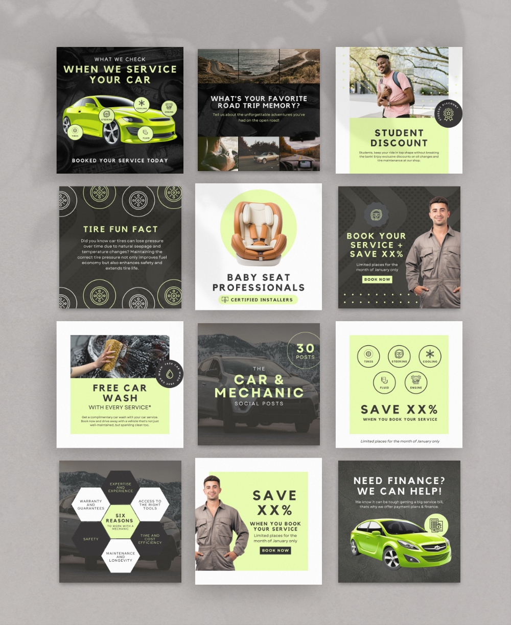 Car Mechanic Social Media Posts mock up
