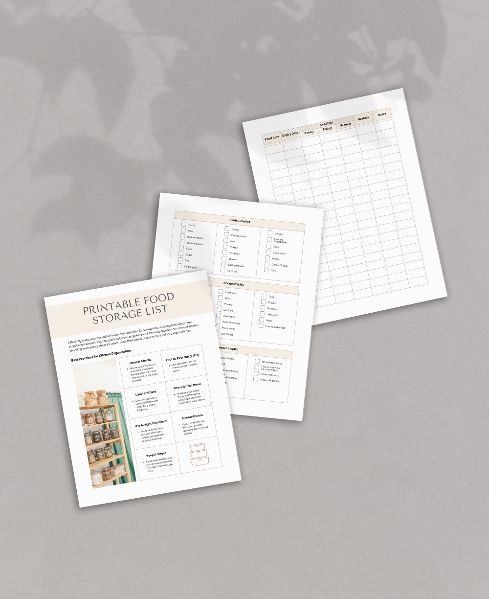 Printable Food Storage List Mock Up