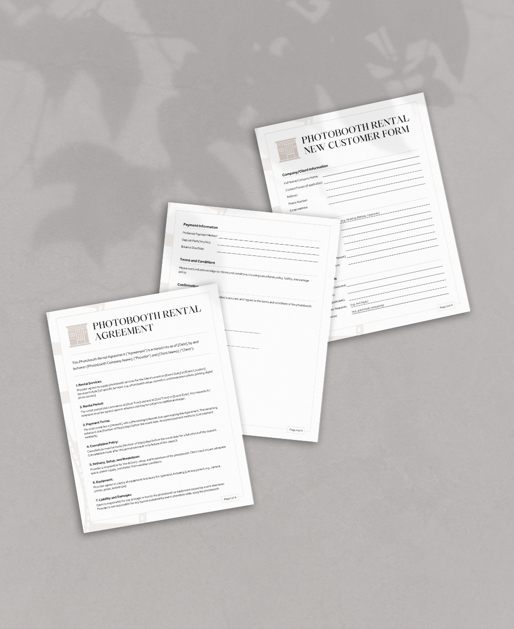 Photobooth Rental Forms Mock Up
