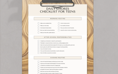 Chore List For Teens