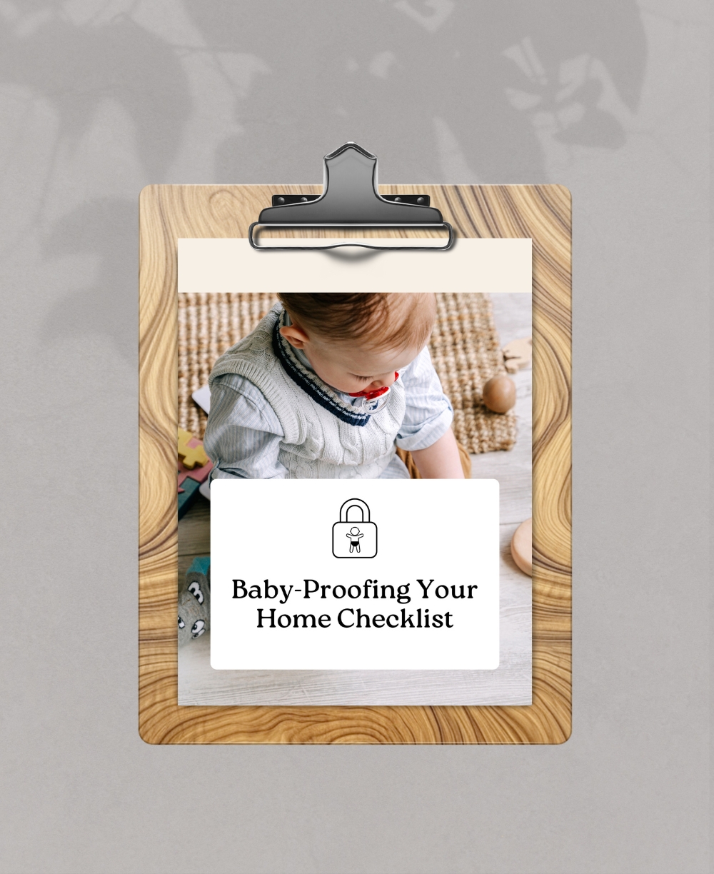 Baby-Proofing Your Home Checklist Clipboard mock up