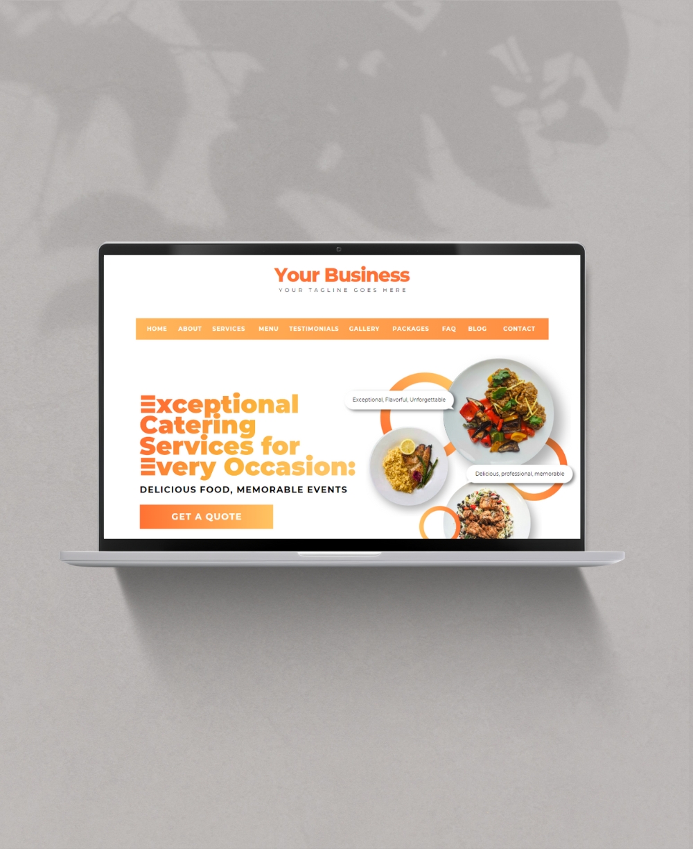 Catering business website Mock Up