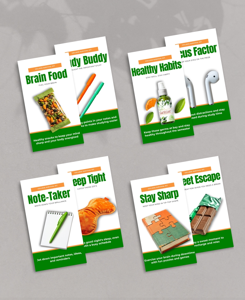 College Survival Kit Tags Template Mock Up