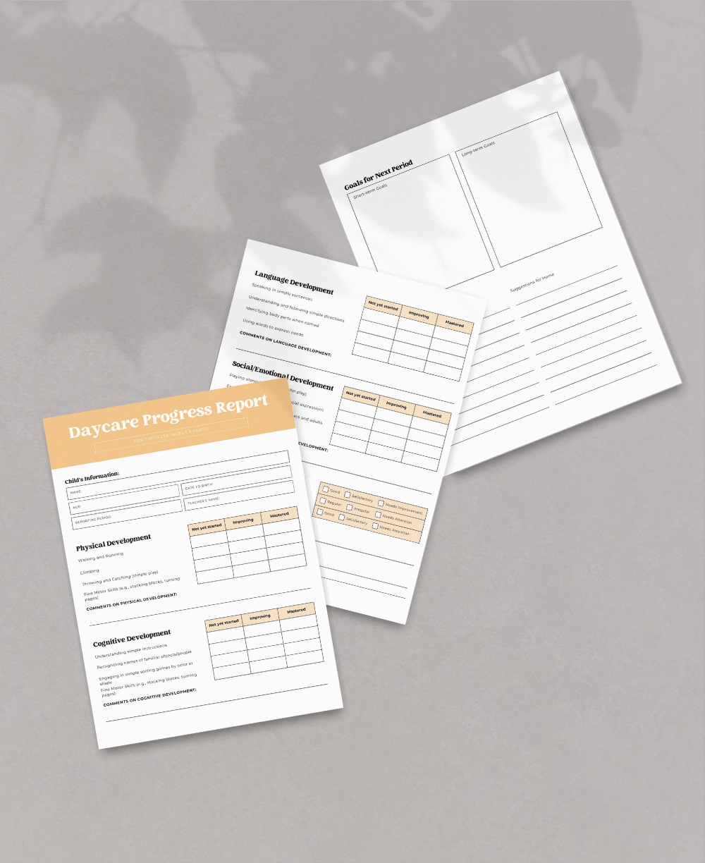 Daycare Progress Report Mock Up