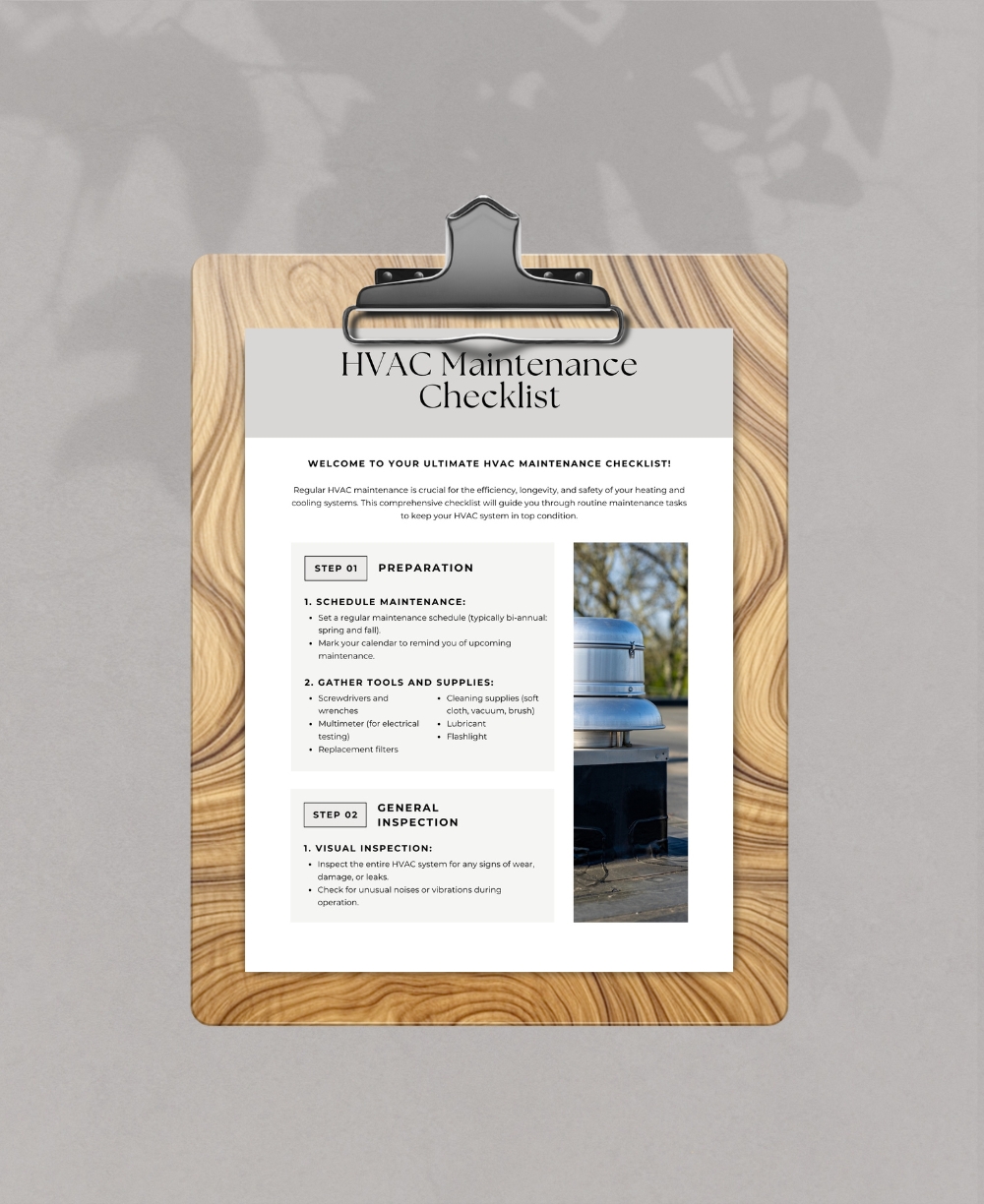 HVAC Maintenance Checklist mock up