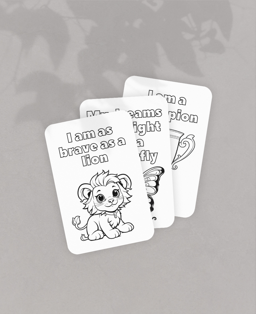 Positive Affirmation Cards To Color For Kids Mock Ups