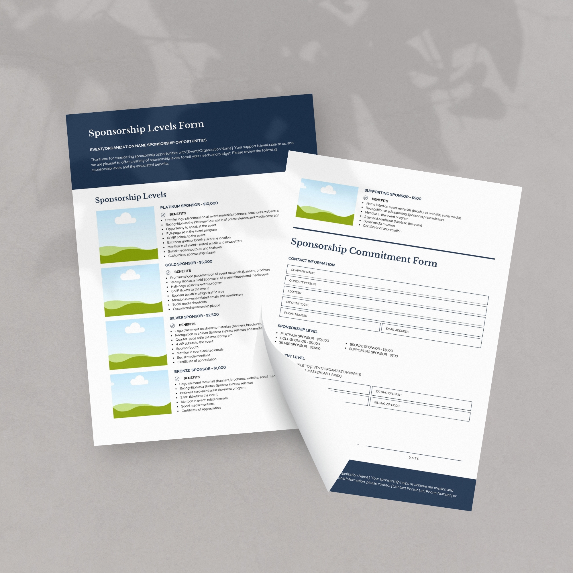 Sponsorship Levels Form Two Page Mock Up