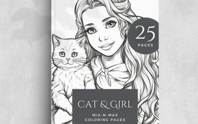 Cat & Girl Coloring Book