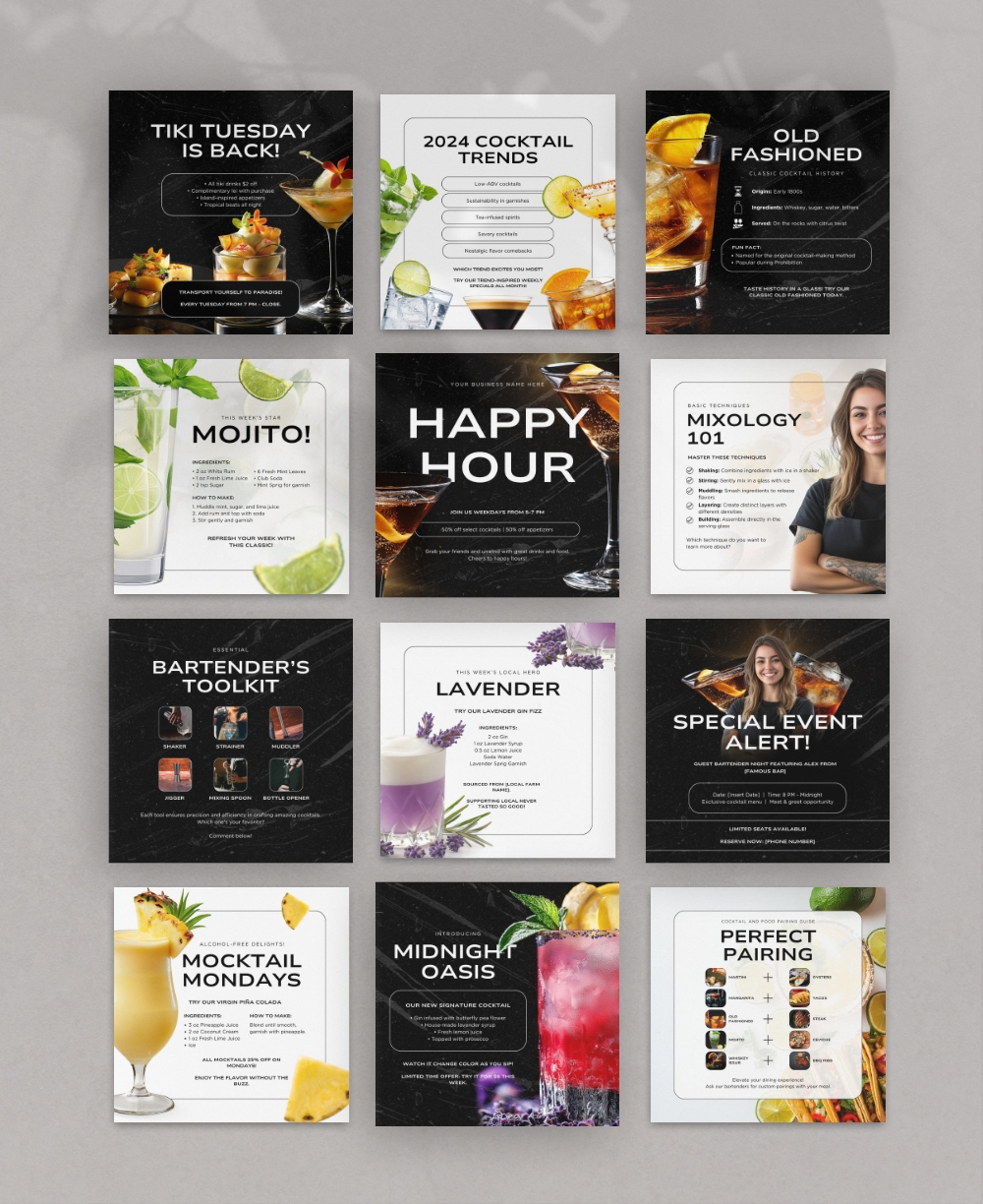 Bartender Social Media Template Mock Up