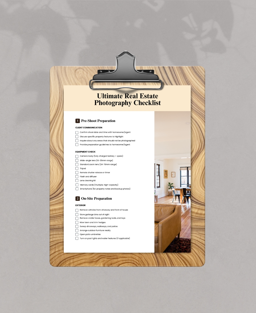 Real Estate Photos Checklist mock up