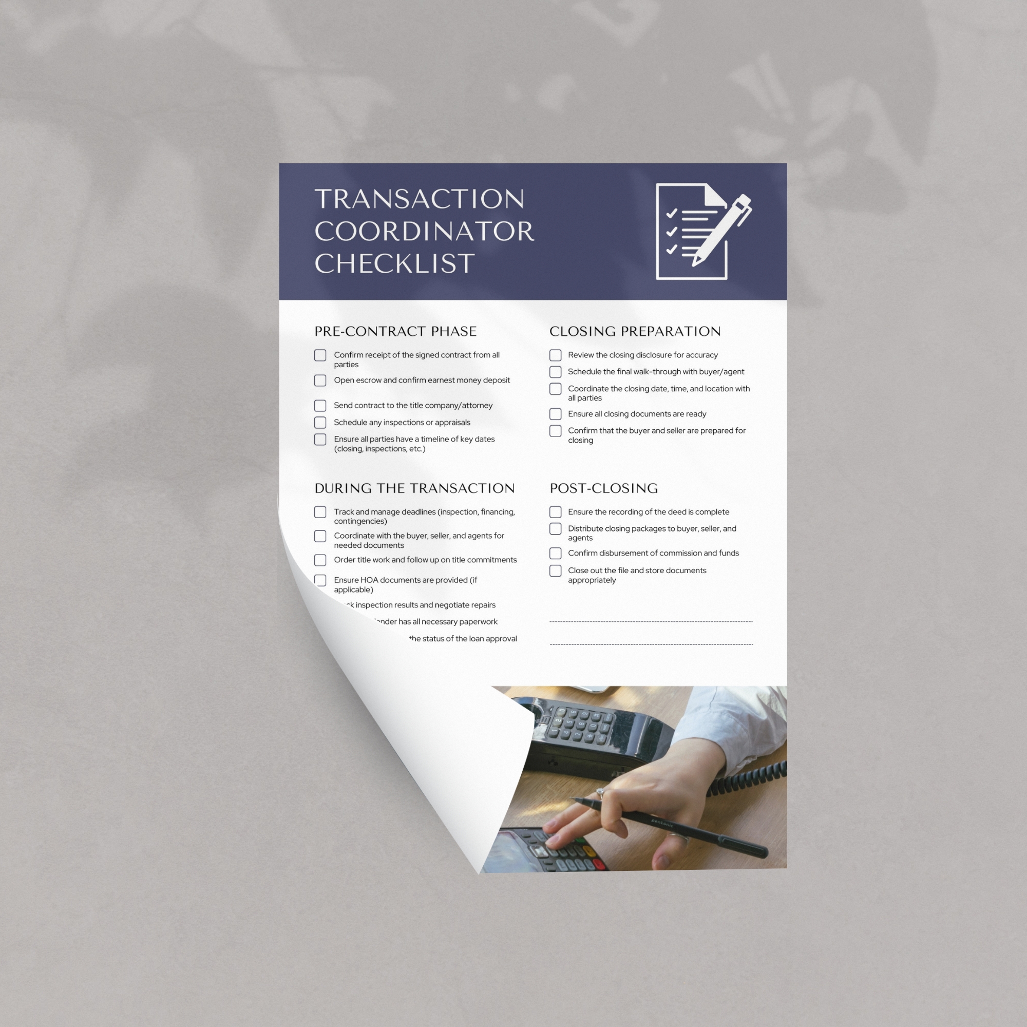 Transaction Coordinatior Checklist Mock Up