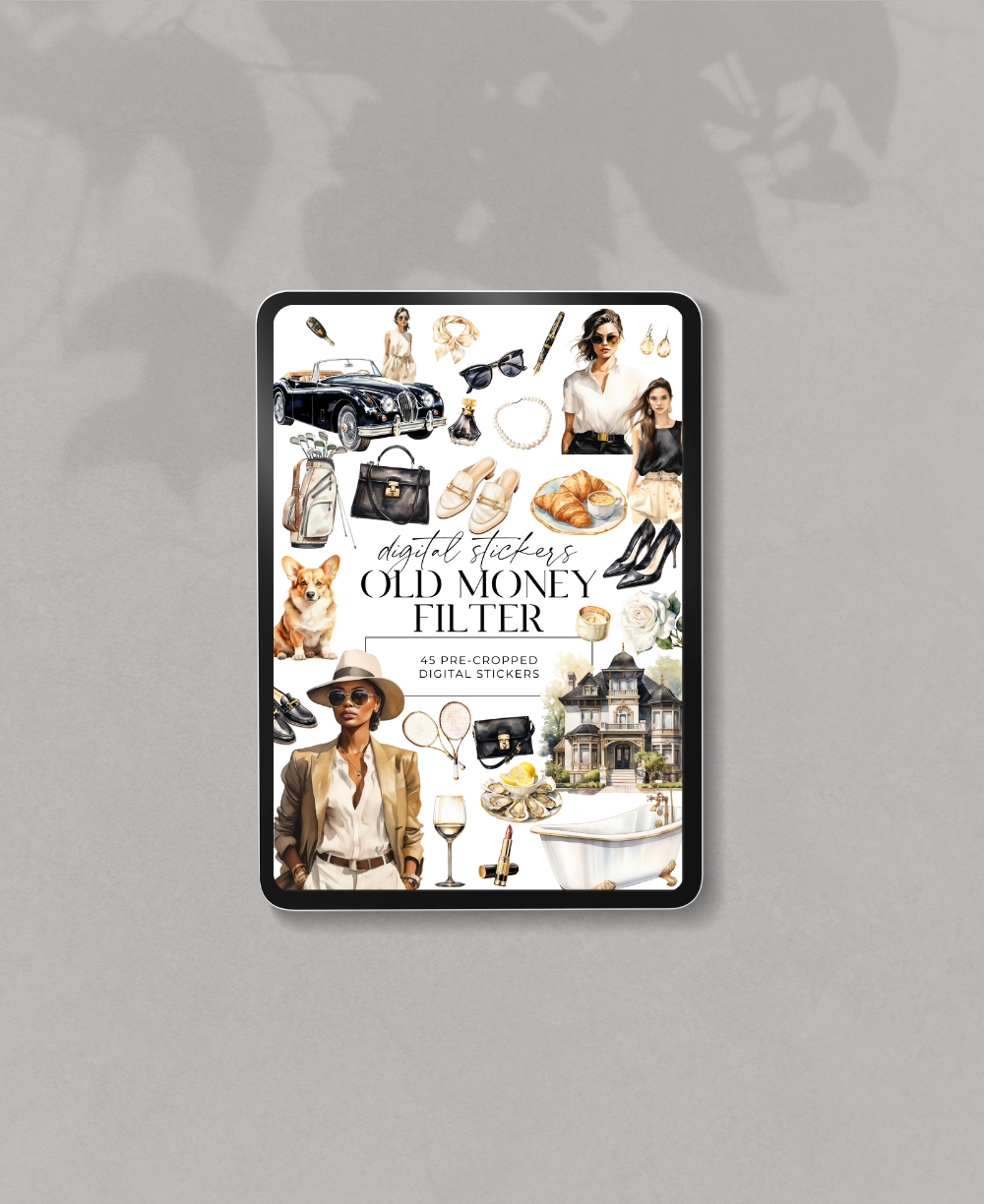 Old Money Filter digital stickers Mock Ups