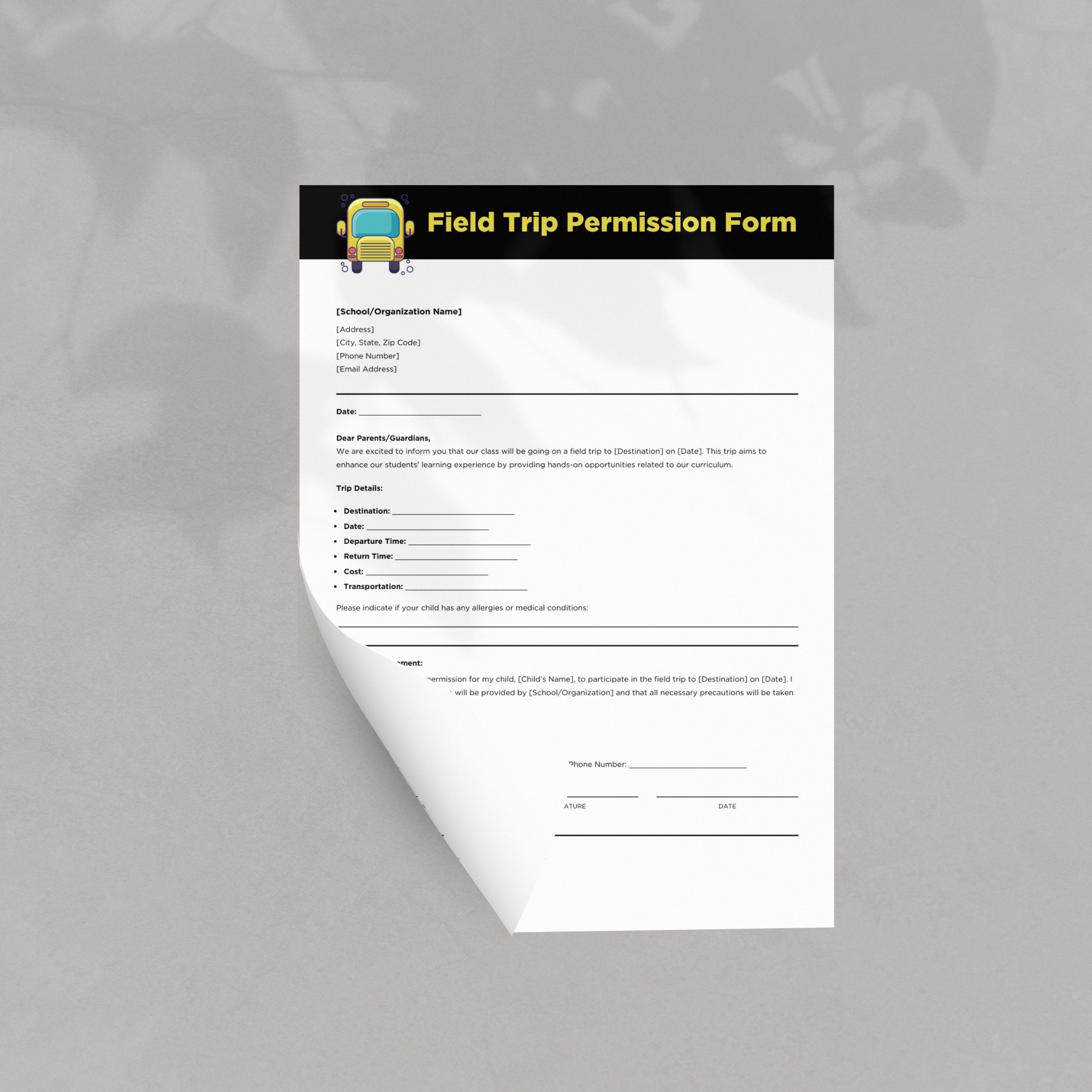 Field Trip Permission one page Mock Up