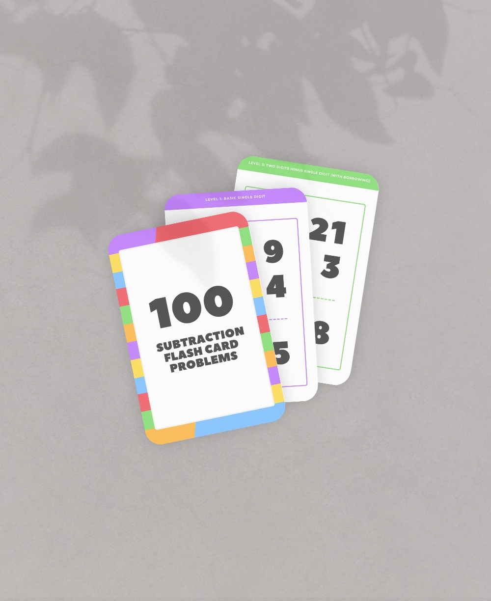 Subtraction Flash Card Printable Mock Ups