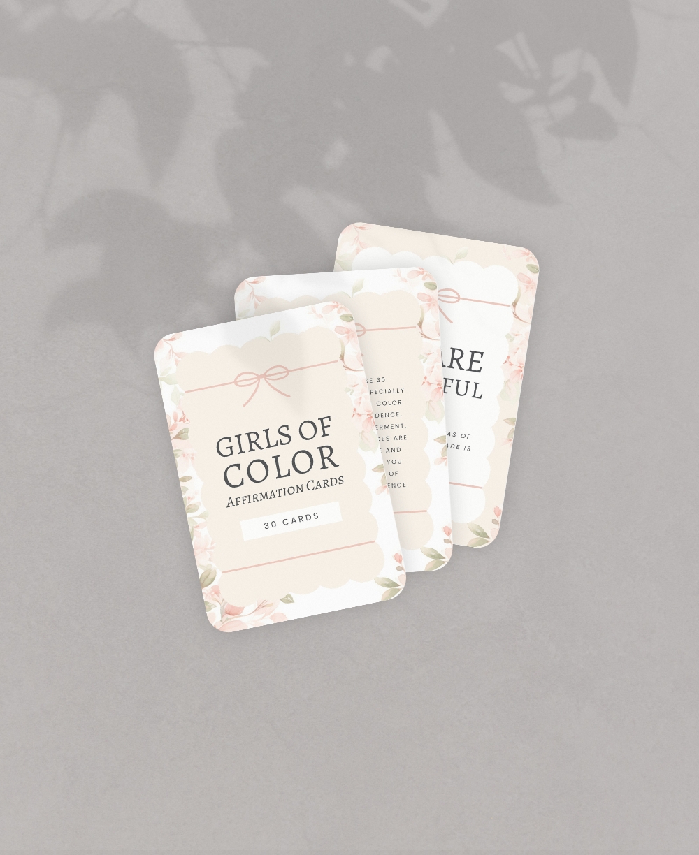 Affirmation Cards For Girls Of Color Mock Ups