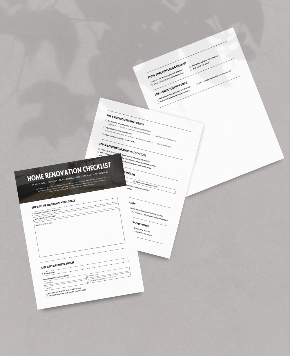 Home Renovation Checklist Mock Up