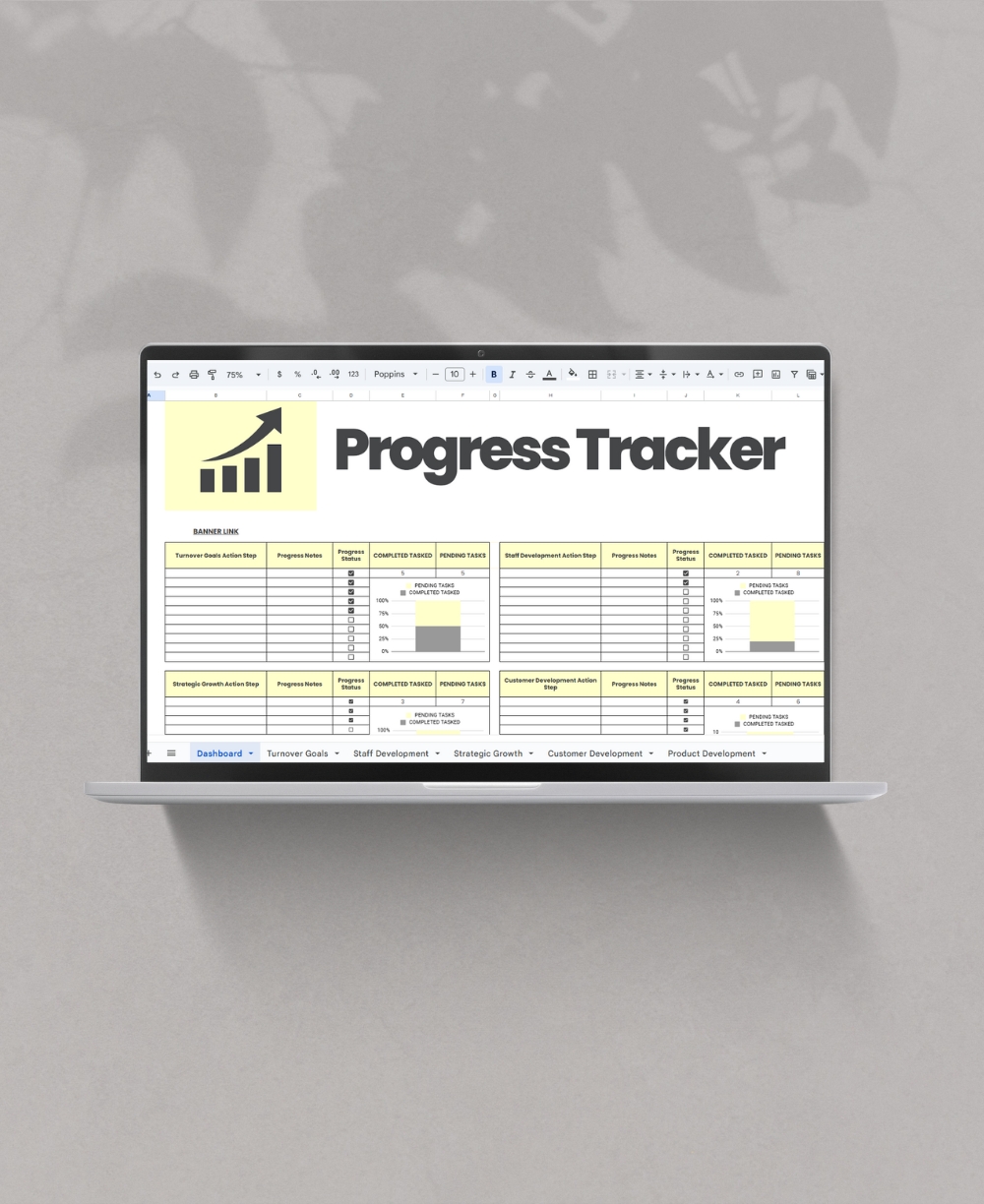 Business Goal Setting Google Sheet Mock Up