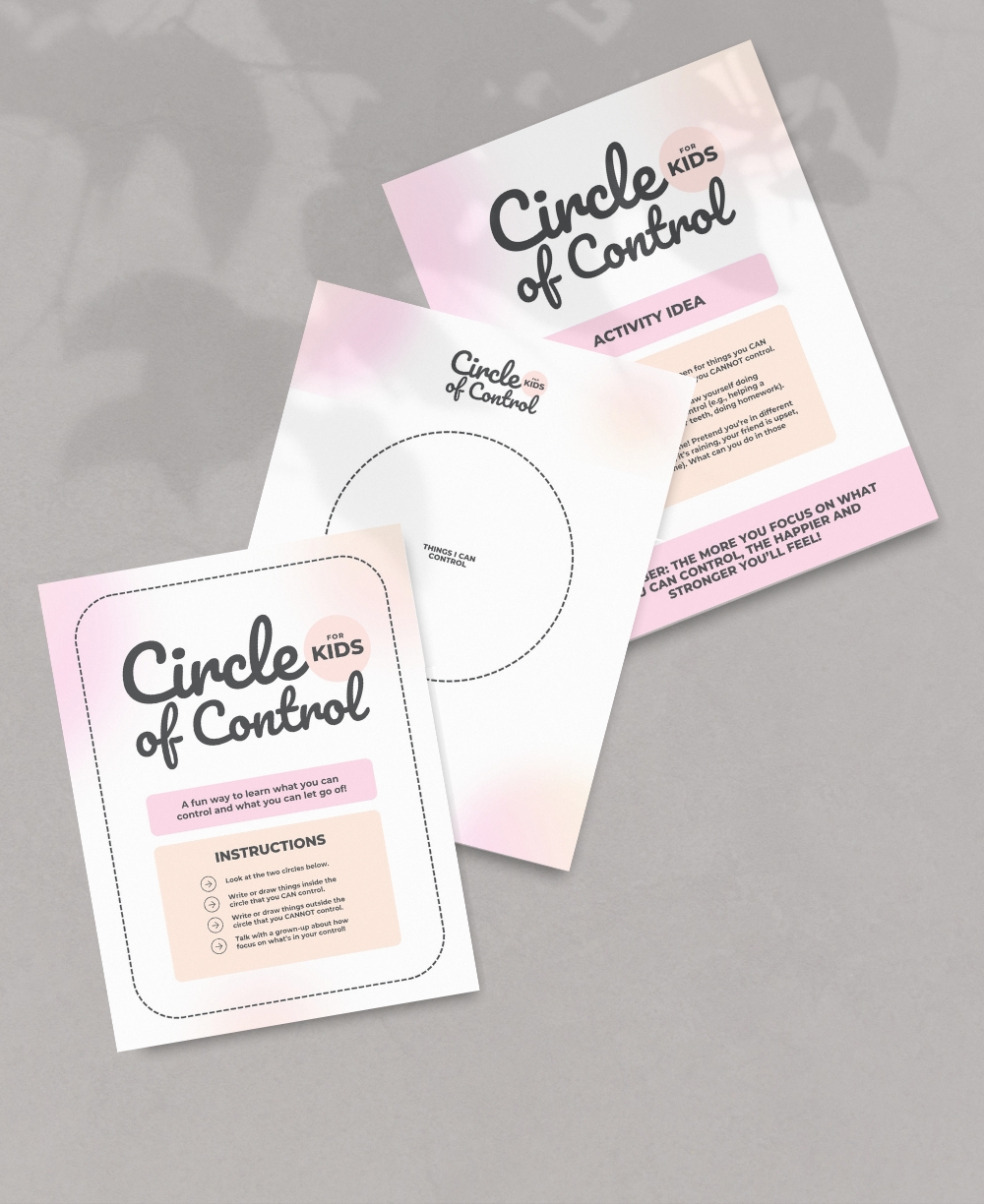 Circle Of Control For Kids Worksheets Mock Up