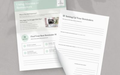 Using alarms or reminders – Executive Function worksheet