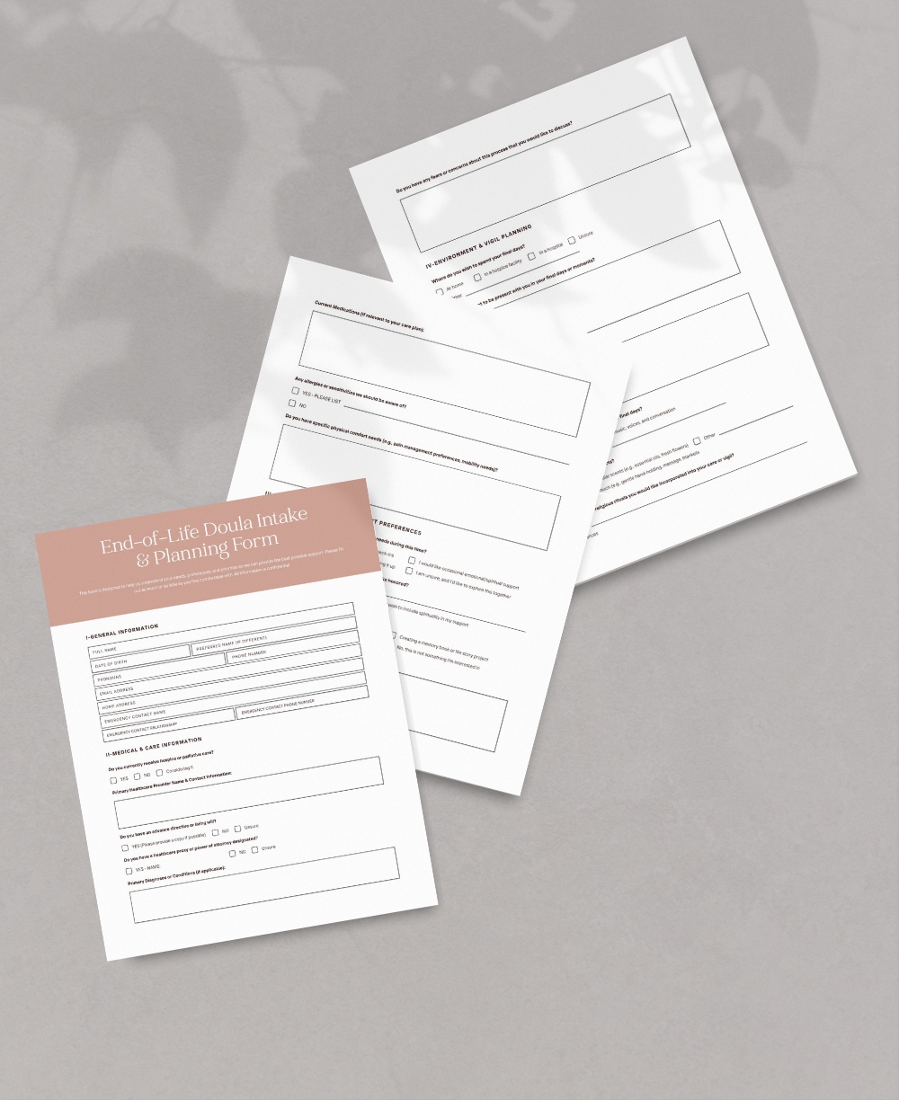End Of Life Doula Form Mock Up