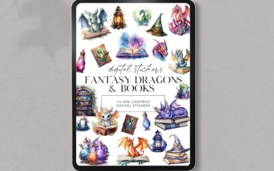 Fantasy Dragons And Books Digital Stickers