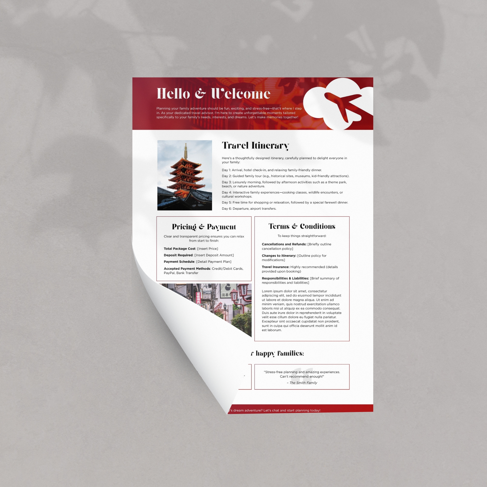 Travel Advisor Proposal Template one page Mock Up