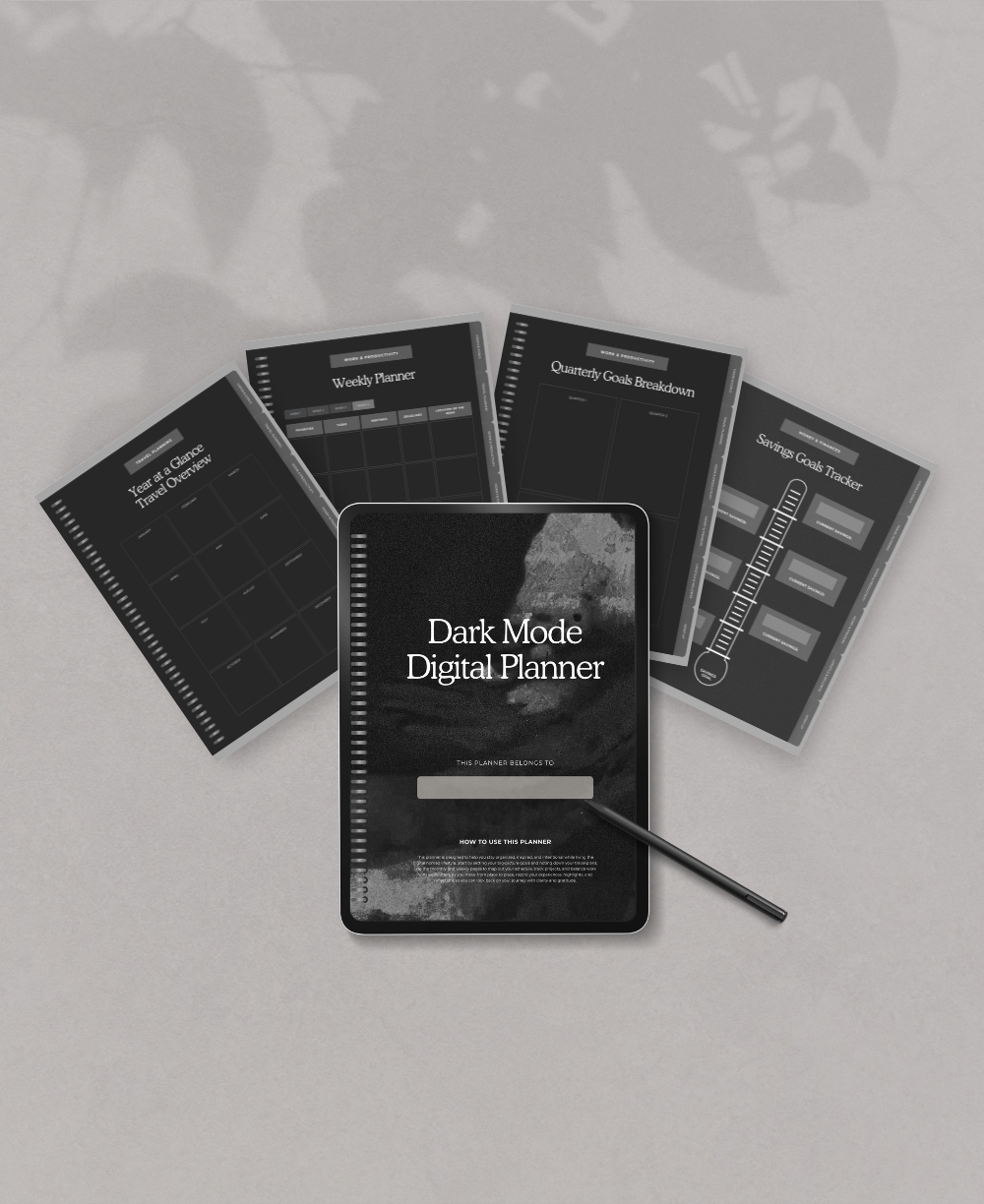 Dark mode digital planner Mock Up