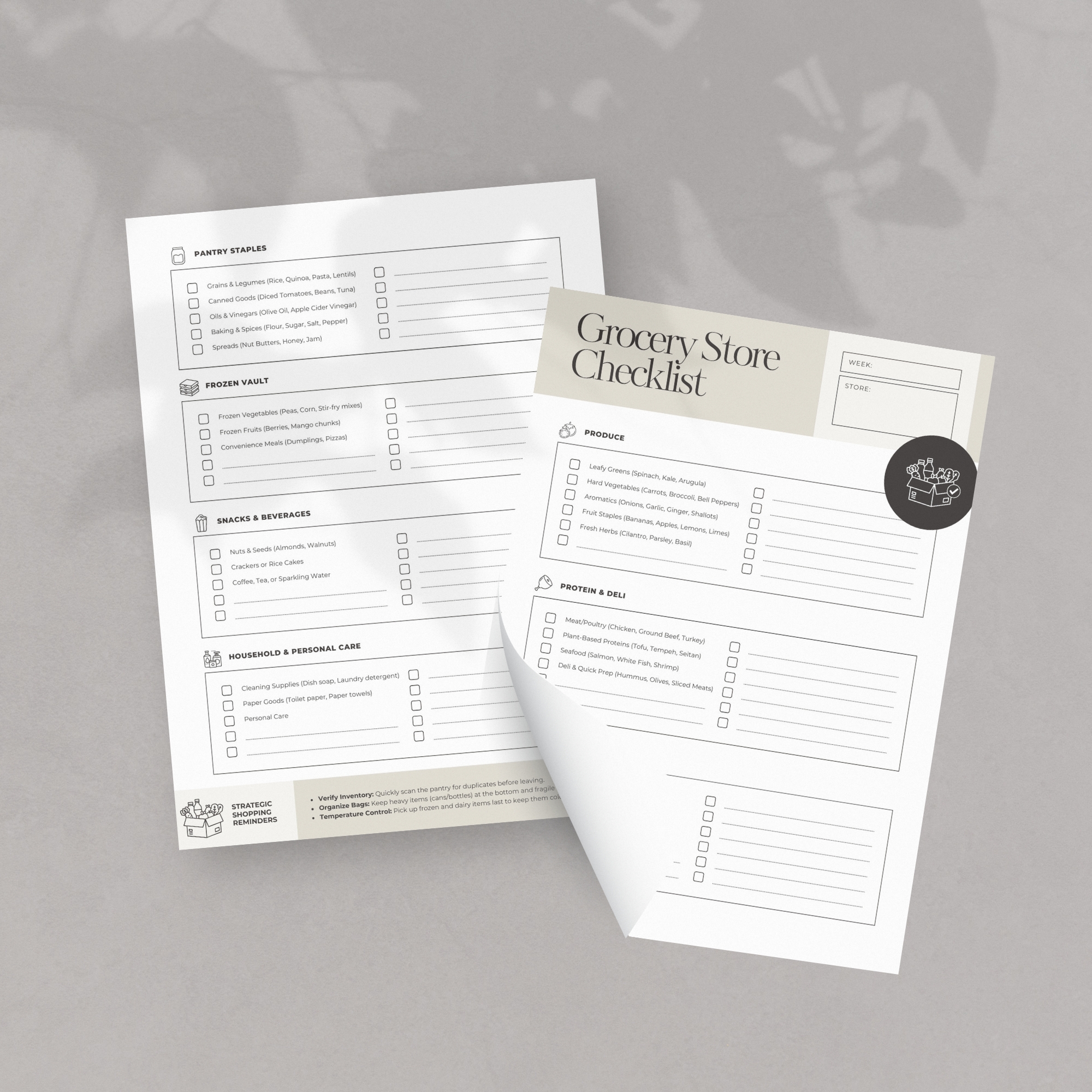 Grocery Store Checklist mock up