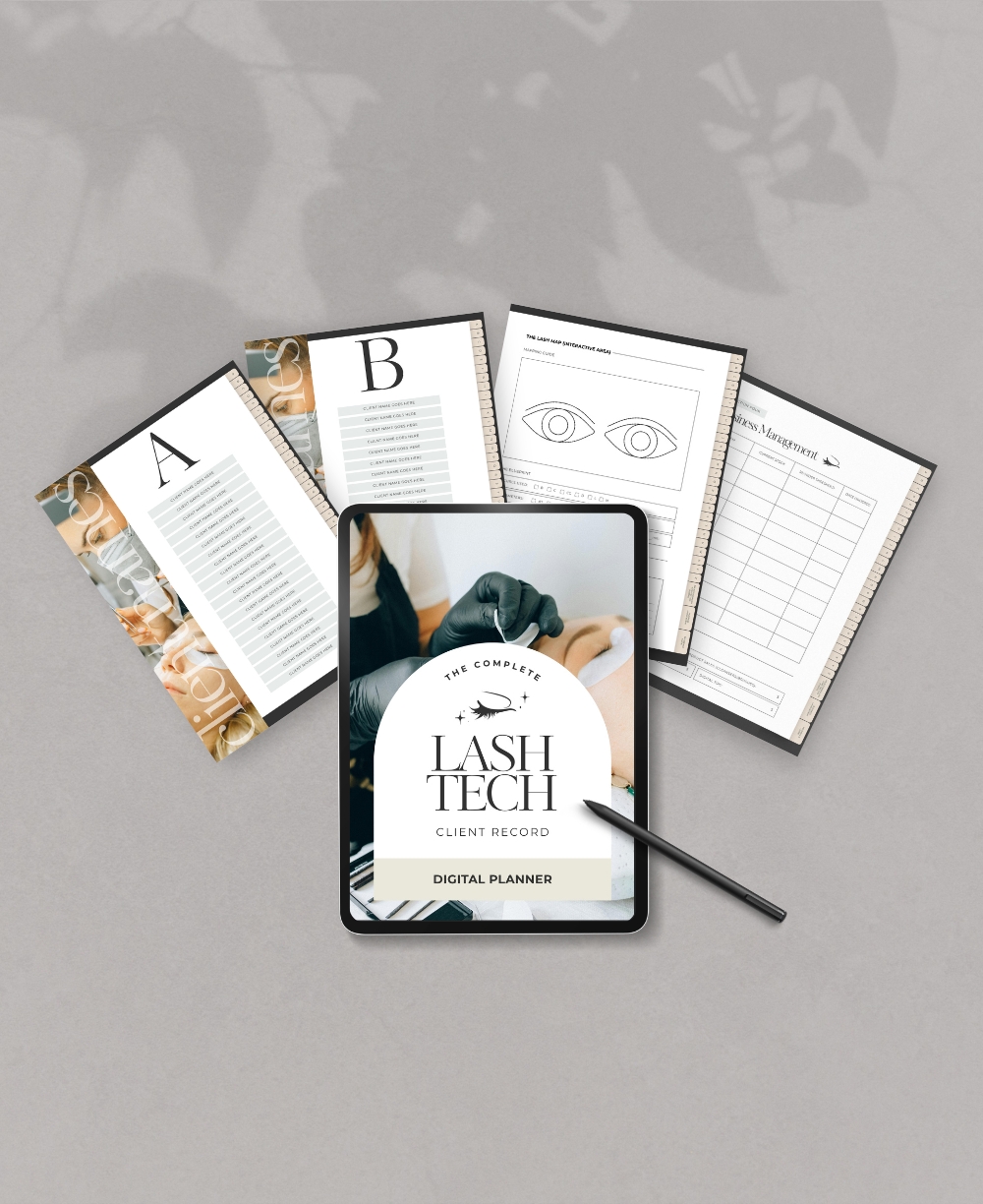 Lash Tech Client Record Digital Planner Mock Up