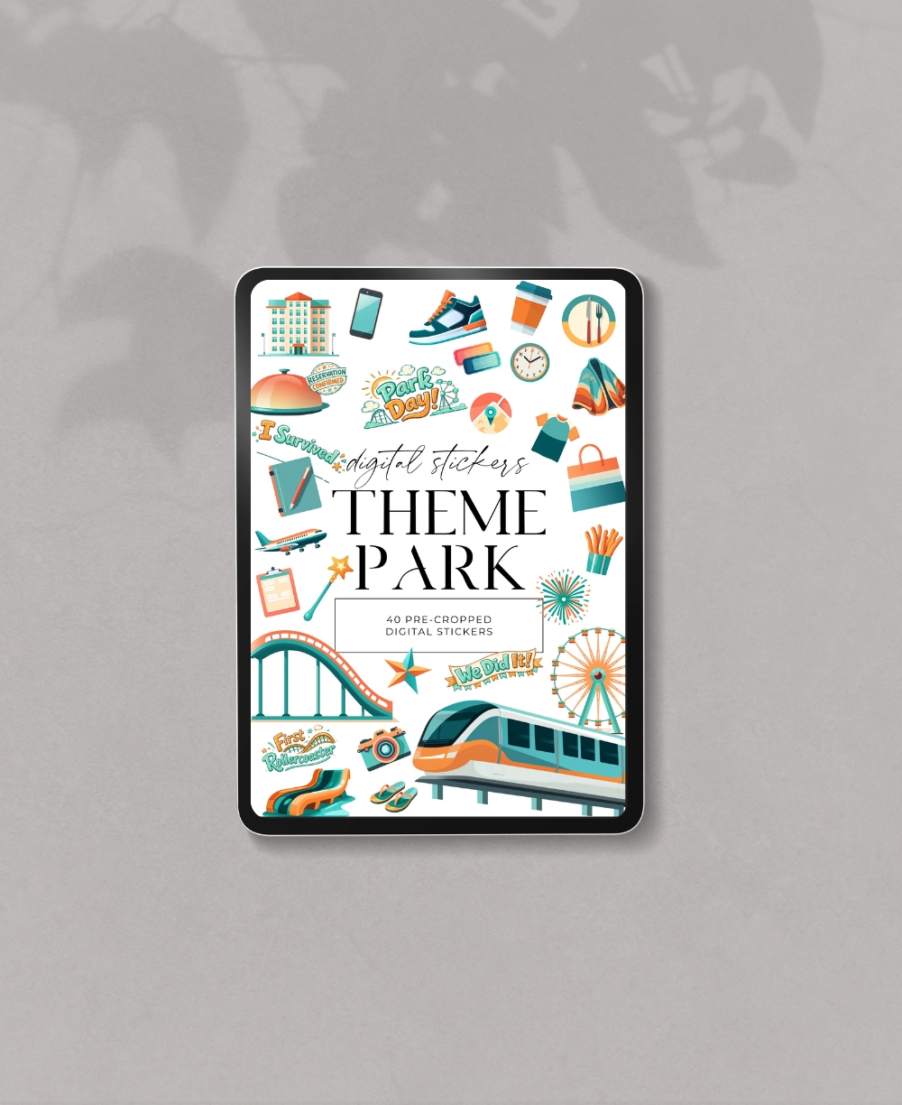 Theme Park Digital Stickers Mock Ups