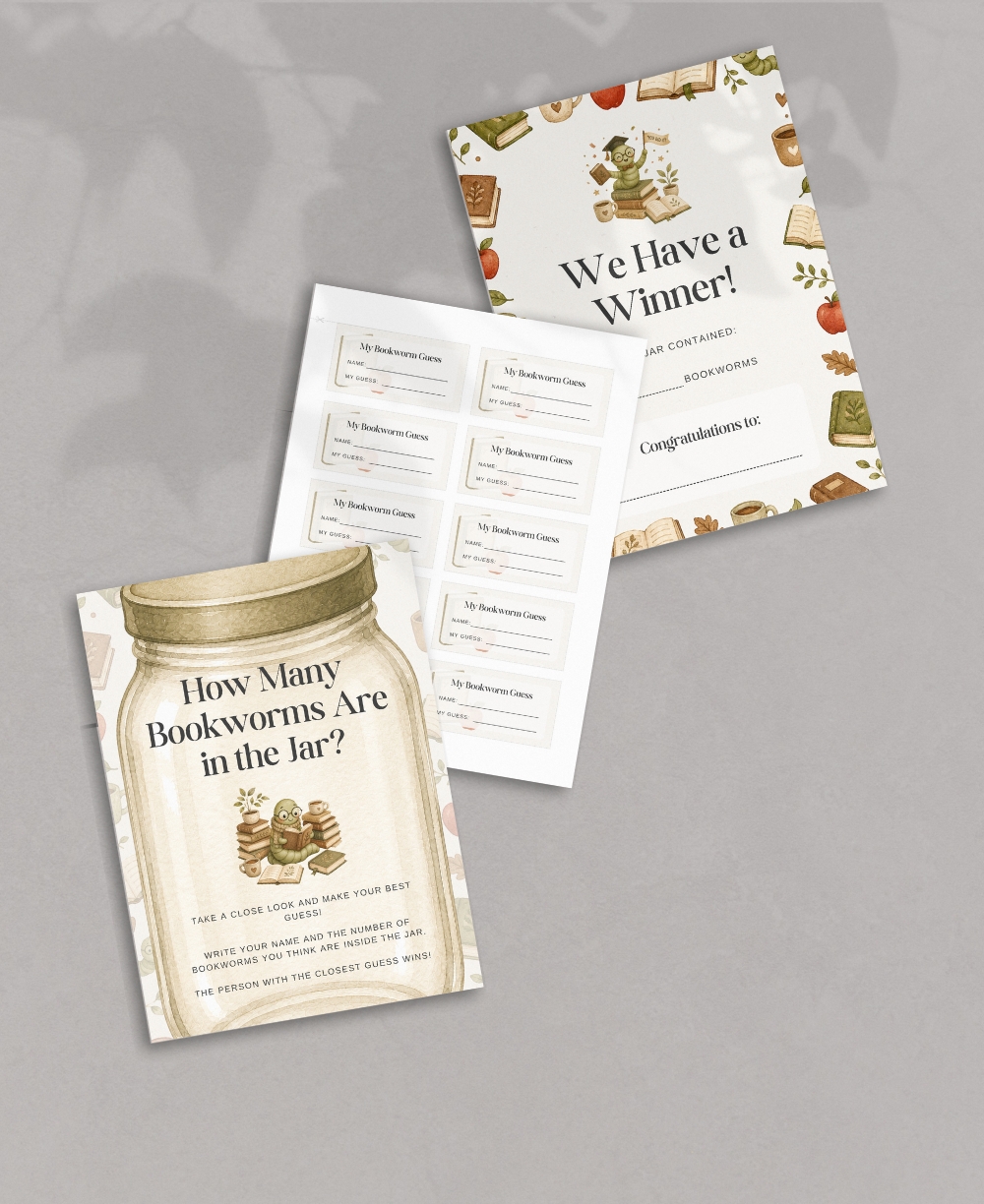 Bookworm Guessing Game Mock Up