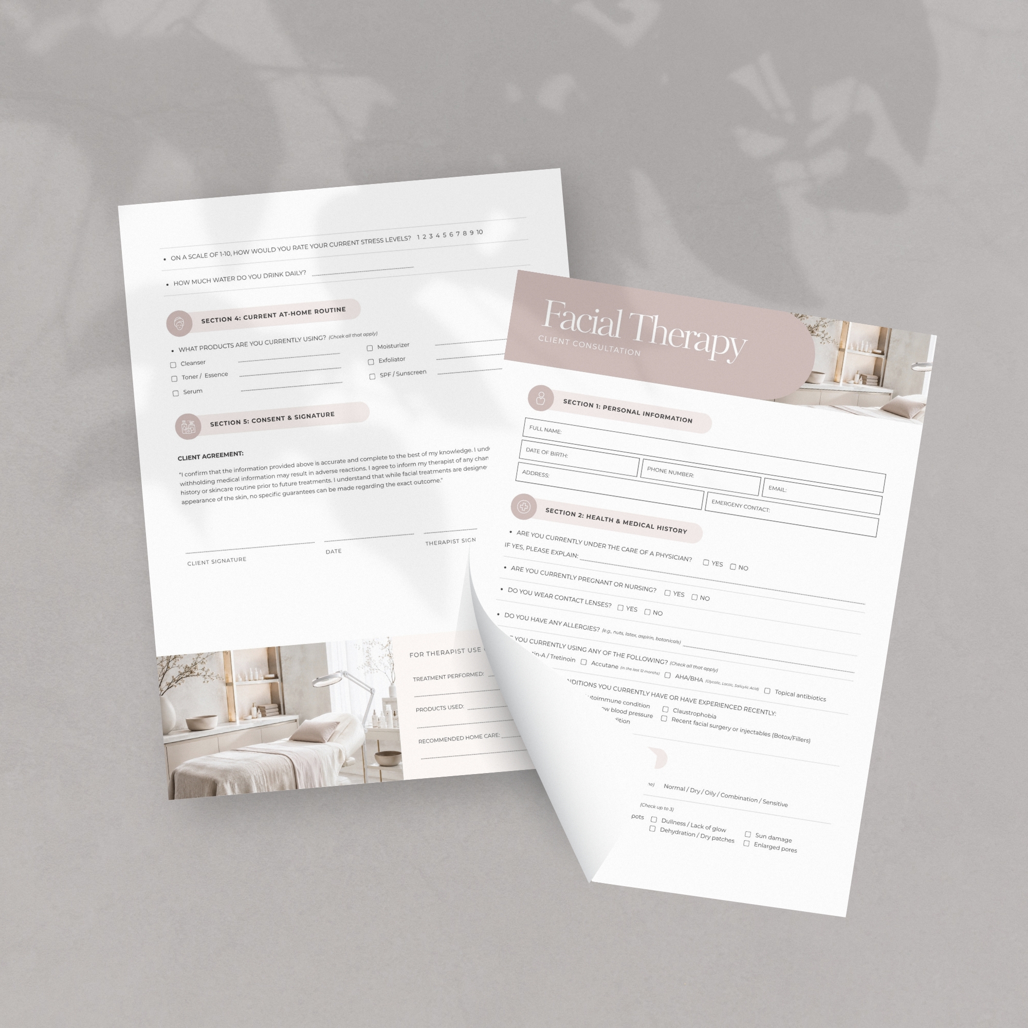 Facial Consultation Form mock up