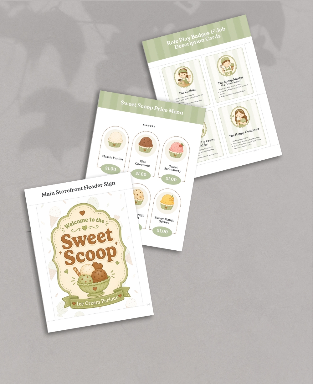 Ice Cream Shop Dramatic Play Mock Up