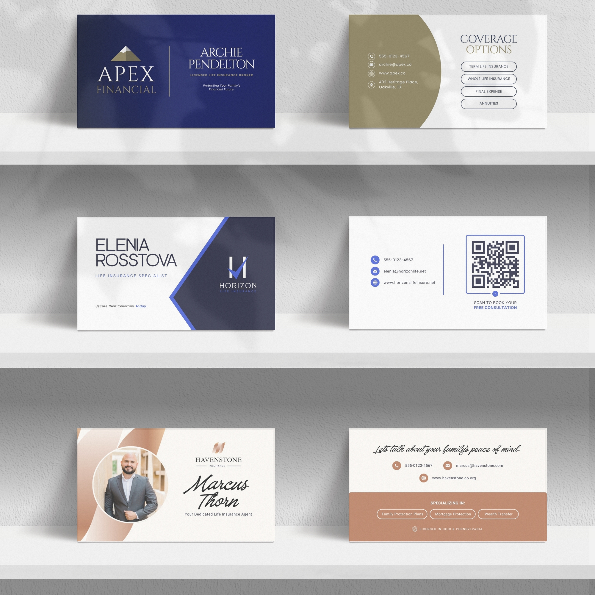 Life Insurance Business Cards Mock Up