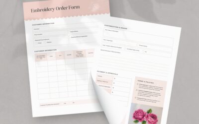 Order Form For Embroidery Business