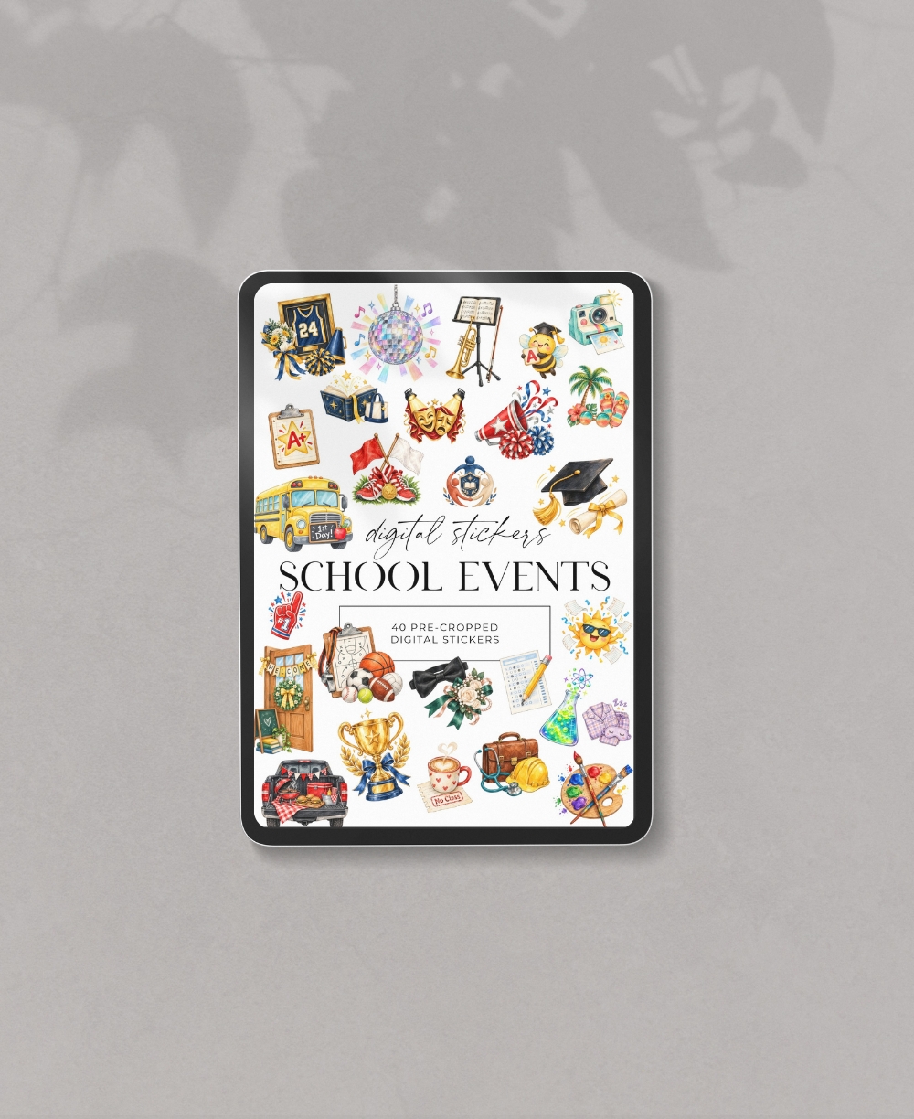 School Events Planner Stickers Mock Ups