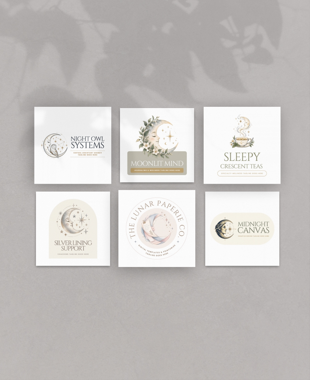 Whimsical Moon Logo Mock Up